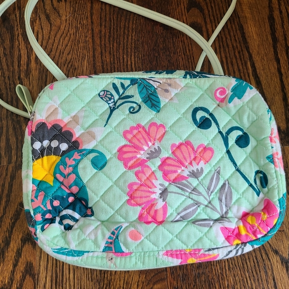 Vera Bradley Iconic RFID Little Crossbody Mint Flowers NEW - Picture 5 of 5